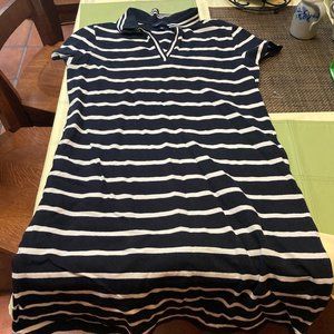 Lands End Navy and White Striped Polo Dress, size M